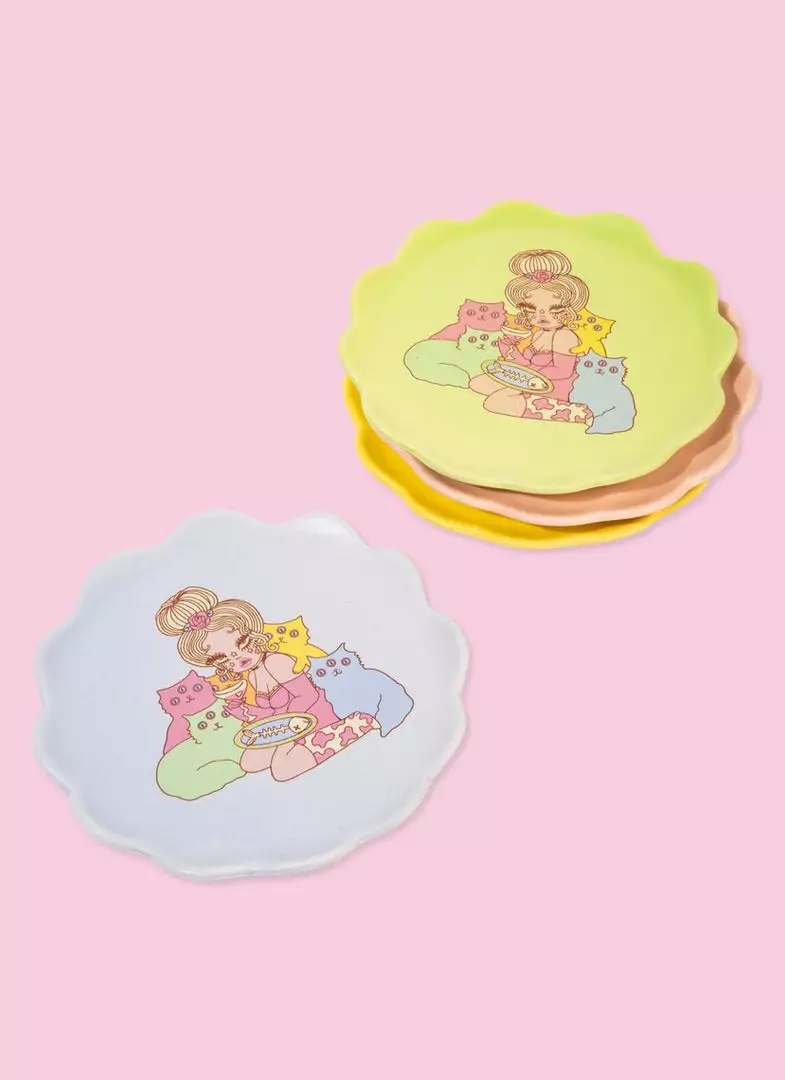 Valfré Cat Lady Plate Set New
