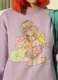 Valfré Cat Lady Crew Neck Sweatshirt New